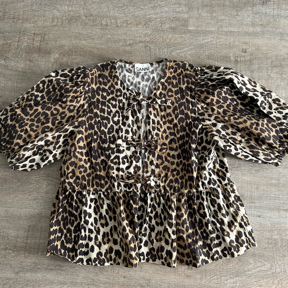 Ganni peplum tie blouse